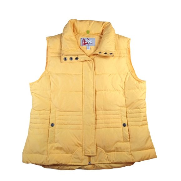 Izod Puff Vest Yellow Size Large PerformX Women Pocket Zip Down Feather - Picture 1 of 14